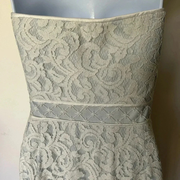 Tadashi Shoji Ivory and Ice trumpet strapless formal gown lace Size 8 - Picture 8 of 15